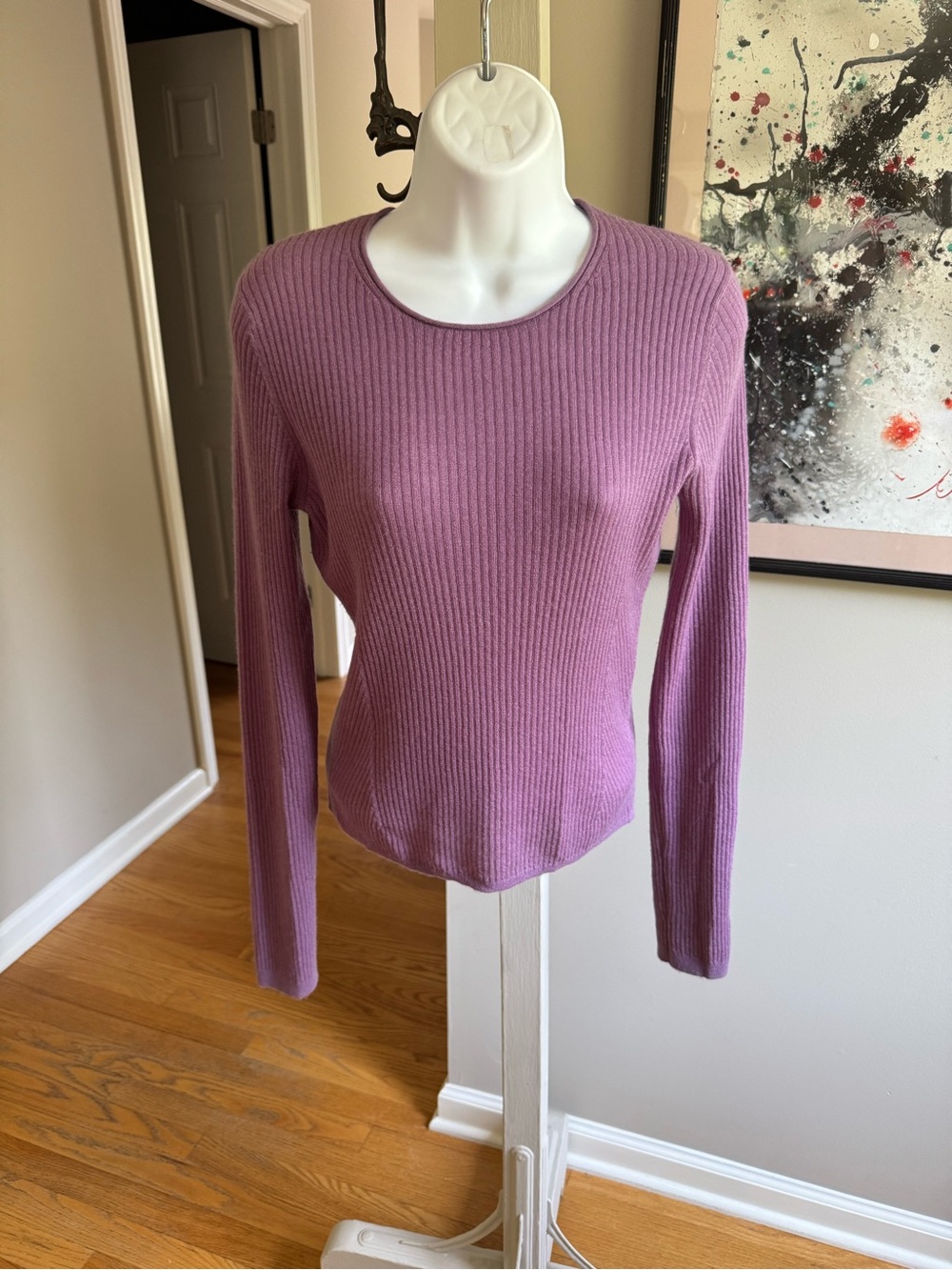 Vince Ribbed Scoop Neck Sweater in Lavender
